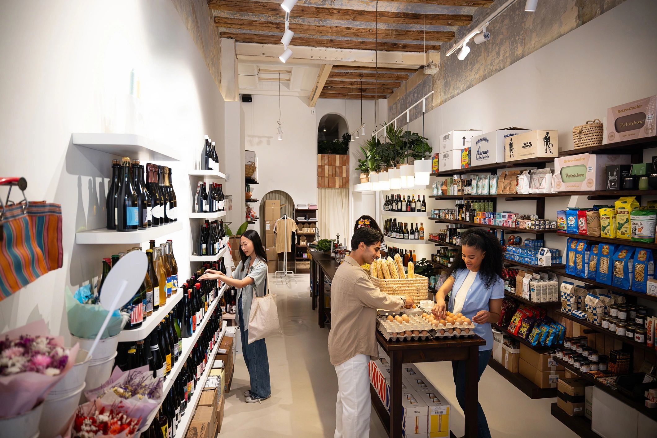 Customer selecting bread at Lazio Bakery